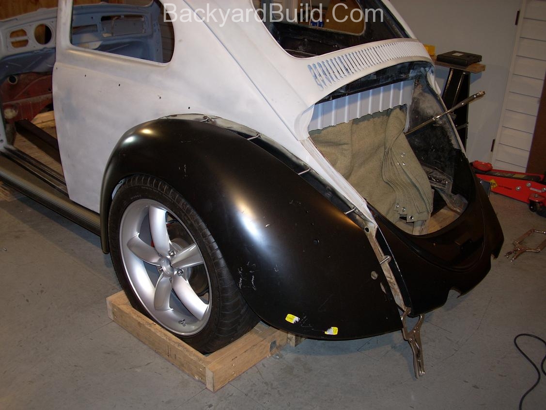 2nd complete fitting of the VW bug sheetmetal over the Toyota MR2 3SGTE motor and custom frame 18