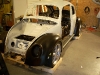 2nd complete fitting of the VW bug sheetmetal over the Toyota MR2 3SGTE motor and custom frame 14          