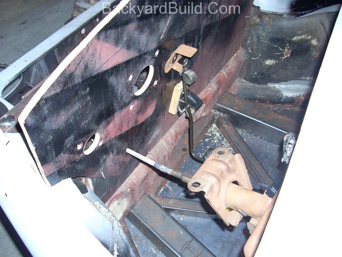 Building the VW bug front fire wall, pedal locations and steering bracket. 12