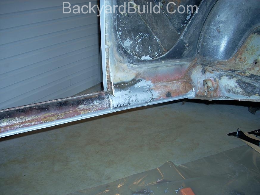 VW Bug lower rail hole repair 4